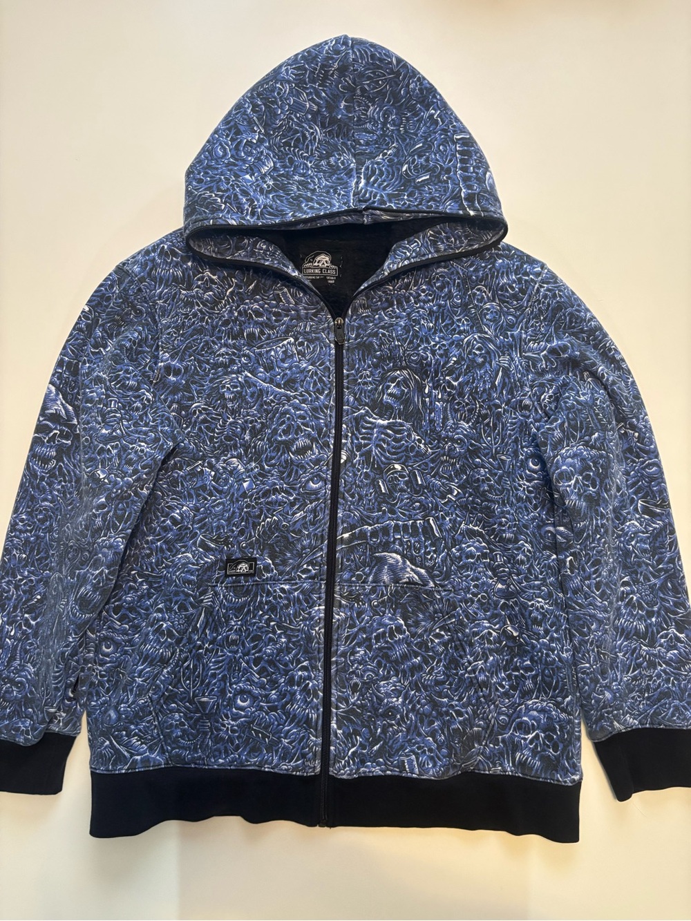 Lurking class skull aop Jessie pinkman (diff designs) Sherpa lined zip up hoodie